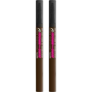 NYX Professional Makeup Gel Sopracciglia Zero to Brow Longwear 06 Chocolate Effetto Naturale Transfer Resistant Tenuta fino a 2 Giorni Formula Vegana con Scovolino - Set da 2