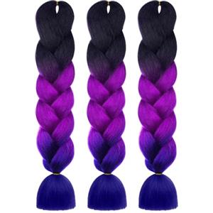 AUYAO Allungato Intrecciare, 3pcs Dreadlock Parrucca, Ombre Jumbo Trecce Jumbo Estensioni dei Capelli Resistenti ai Calore, Parrucca Rasta per Crochet Twist Intrecciare i Capelli Africane Extension