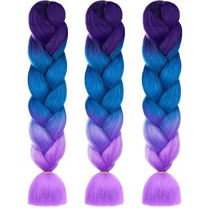 AUYAO Allungato Intrecciare, 3pcs Dreadlock Parrucca, Ombre Jumbo Trecce Jumbo Estensioni dei Capelli Resistenti ai Calore, Parrucca Rasta per Crochet Twist Intrecciare i Capelli Africane Extension