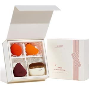 Jessup Set spugnetta trucco, 3 pezzi spugne viso e 1 pennello fondotinta, spugne morbide di bellezza spugna per fondotinta spugna per trucco e correttore Confezione regalo T505