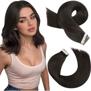 Moresoo Extension Capelli Veri Biadesivo 20 Pezzi Castano Scuro Remy Umani Lisci Extension Biadesive Capelli Veri Castano Corti 25 cm Setosi #2 30g