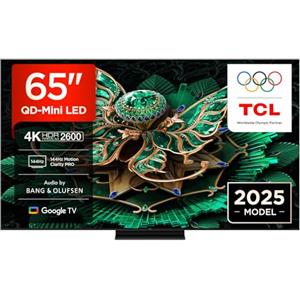 TCL 65C7K 65" QD-Mini LED TV, 4K HDR Premium 2600, Smart Google TV, 144Hz Motion Clarity Pro (Dolby Vision IQ & Atmos, CrystGlow HVA Panel, Audio von Bang & Olufsen, Game Master)