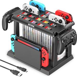 Kytok Supporto al Gioco Torre per Nintendo Switch/OLED, Caricatore per Joycon Switch & Supporto Accessori da Gioco Switch, Multifunzionale Switch Organizer per Gioco, Controller Pro e TV Dock