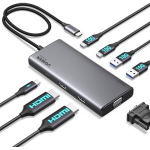 UGREEN Revodok Pro 3081 Docking Station Triplo Schermo 2 HDMI 4K 1 VGA 1080P Hub USB C 10Gbps Adattatore Type C 3.2 PD 100W Carica Compatibile con MacBook Air Surface