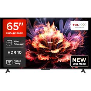 TCL QLED 65'' 65P69K smart tv 4K Ultra UHD, Dolby Audio, DVB-T2Hevc Main 10,Google Tv, 65 pollici, QLED 60HZ