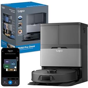 Tapo RV50 Pro Omni Robot Aspirapolvere Lavapavimenti con Mappatura 15000Pa, Base All-in-One, Antigroviglio, Mocio Estensibile/Lavaggio/Rimozione/Asciugatura Automatici, Ricarica Detergente, Alexa