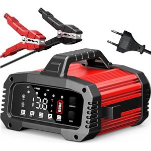 Husgw 12V25A 24V15A Caricabatteria da Auto, Caricabatterie per Auto LiFePO4, Caricabatteria con Funzione BOOSTER, Intelligente Schermo LED Caricabatteria per Auto Moto Camion, AGM, Gel, SLA (25A)