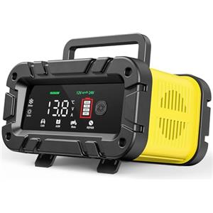 Husgw 12V20A 24V10A Caricabatteria da Auto, Carica Batterie per Auto,Multi Protezioni Caricabatteria e Mantenitore,Intelligente Schermo LED Caricabatteria Completamente Automatico per Auto, Moto,Barche.
