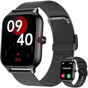 LODIMEKE Smartwatch Uomo Donna Chiamate Pressione Sanguigna Frequenza Cardiaca Sonno, 1.96'' AI Orologio 100+ Modalità Sportive, IP67 Impermeabile Contapassi Sveglia Calcolatrice iOS Android