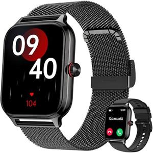 LODIMEKE Smartwatch Uomo Donna Chiamate Pressione Sanguigna Frequenza Cardiaca Sonno, 1.96'' AI Orologio 100+ modalità Sportive, IP67 Impermeabile Contapassi Sveglia Calcolatrice iOS Android