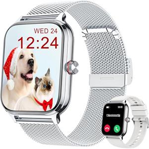 LODIMEKE Smartwatch Uomo Donna Chiamate Pressione Sanguigna Frequenza Cardiaca Sonno, 1.96'' AI Orologio 100+ Modalità Sportive, IP67 Impermeabile Contapassi Sveglia Calcolatrice iOS Android