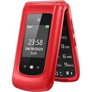 uleway GSM Telefono Cellulare per Anziani,Tasti Grandi,Volume alto,Funzione SOS, Dual HD IPS Display 2.4+1.7(Rosso)…