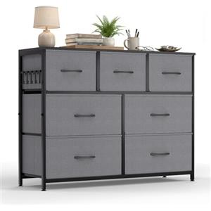 HOKEEPER Settimino Cassettiera 7 Cassetti in Tessuto, Mobile Salvaspazio per Casa, Cassettiera Bassa con Capacità Grande per Camera da Letto, Sala, Corridoio - Grigio