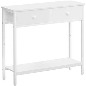 HOOBRO Consolle Ingresso, Tavolo con 2 Cassetti di Tessuto, 75 x 24 x 75 cm Tavolo da Divano, per Corridoio, Entrata e Soggiorno, Struttura Stabile, Bianco EWW71XG01