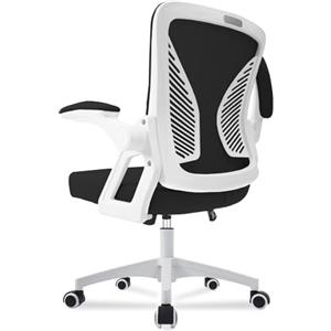 Milacyee Sedia da Ufficio con Supporto Lombare, Sedia Ufficio Ergonomica con Braccioli Regolabili in Rete Traspirante, Altezza Regolabile con 360°Ruote Girevoli (Bianco)