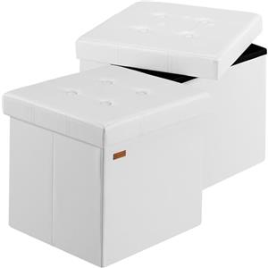 Casaria® Set 2x Sgabello Contenitore 38x38x38cm Pouf Poggiapiedi Portaoggetti Sedile Imbottito Sgabello Salvaspazio Pieghevole Camera Letto Soggiorno