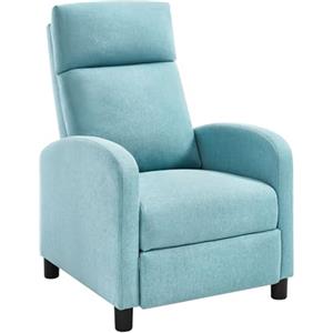 WOLTU Poltrona Reclinabile a Multilivello, Chaise Longue con Poggiapiedi Regolabile, Poltrona Relax Singolo, Con Schienale Alto, Seduta Imbottita, Lino, Blu, SKS58bl