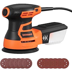 DOVAMAN ROS01A Levigatrice Orbitale,350W, 6 Velocità Variabili, 13000 RPM, 12 Fogli Abrasivi, Disco da 125mm, Raccolta della Polvere, Levigatrice Elettrica per Superfici in Legno e Acciaio