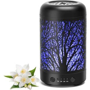 Aigostar Diffusore di Oli Essenziali 100ml ad Ultrasuoni, Umidificatore con 7 Luci Colorate, 3 Timer & Spegnimento Automatico, Design Retrò USB Portatile per Casa/Buro/Yoga (20㎡)