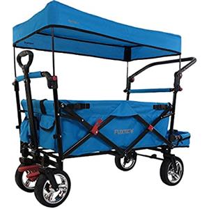 Fuxtec carrello pieghevole Turchese CT800, l'originale, Fux Family Collection, carrello da giardino per bambini, trasporto, spiaggia, città, foresta, tirare o spingere, capacità di carico 75 kg
