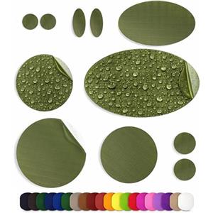 aZengear Toppe di riparazione (30+ colori) per piumini, giacche imbottite, tende, scarpe e tappezzeria, autoadesive, impermeabili, resistenti a strappi, freddo e calore (11 pezzi, oliva)