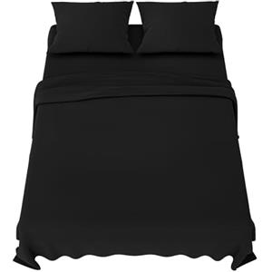 Dreamzie Lenzuola Matrimoniali 160x200 cm - Completo Lenzuola 4 Pezzi in Microfibre - Lenzuolo con Angoli - Lenzuola Sopra - 2 Federa 65x65 - Lenzuola Matrimoniali 160x200cm Nero