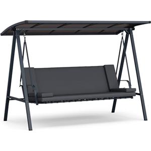 blumfeldt LuxeLounge Dondolo da Giardino 3 Posti - Schienale e Tettuccio Trasformabili, Telaio in Acciaio Verniciato a Polvere, Cuscini Spessi, Resistente alle Intemperie, Dondolo Esterno