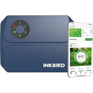 Inkbird IIC-401 Centralina Irrigazione WiFi 4 Zone,Programmatore Irrigazione Automatica WiFi per Giardino,16 Programmi,Memoria Non Volatile Integrata,Supporto Modalità Manuale e Rain Sensore