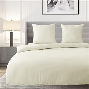 Deconovo Set Copripiumino 200x220 cm, con 2 Federe Elegante Morbido e Lavabile in Poliestere 80x80 cm, Beige