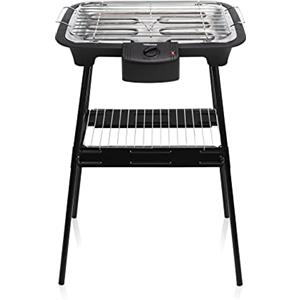 Tristar Barbecue Elettrico BQ-2883, 2000 watt, 28 x 22 cm, Sistema antifumo, Supporto rimovibile, Acciaio, Nero