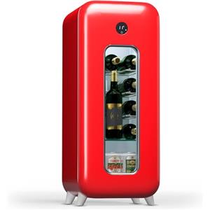 Klarstein Cantinetta Vino Refrigerata a Zona Singola per Interno/Esterni, Frigo Bar, Cantina Vino con Porta in Vetro, Mini Frigo Silenzioso, Frigorifero Piccolo Touch Control, 5-18°C, 15 Bottiglie