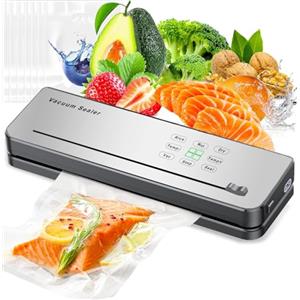 ESoundvol Macchina Sottovuoto Per Alimenti ESoundvol 8 in 1, con Controllo Della Temperatura, Taglierina Integrata e Display LED Visibile per La Conservazione di Alimenti Secchi e Umidi con 10 Sacchetti