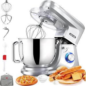 CHeflee Impastatrice Planetaria 2000W Impastatrice Professionale,8 L Ciotola in Acciaio inox,6 Velocità,Ad Coperchio Antipolvere con,Sbattitore,Frusta,Gancio per Impastare Multifunzione Mixer