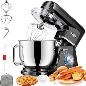 CHeflee Impastatrice Planetaria 2000W Impastatrice Professionale 8 L Ciotola in Acciaio inox,6 Velocità,Ad Coperchio Antipolvere con,Sbattitore,Frusta,Gancio per Impastare Multifunzione Mixer