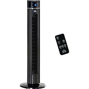 HOMCOM Ventilatore a Torre Ionizzatore 60W con 3 Velocità, 3 Modalità e Timer 8h, Ventilatore a Colonna da Terra in ABS, Ø32x106.8 cm, Nero