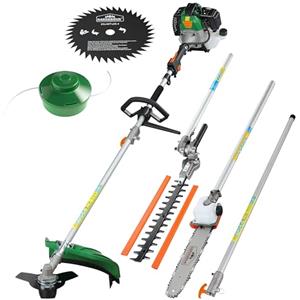 Gardebruk Decespugliatore a Scoppio Multifunzione 5in1 Tagliasepi 52cc Motosega Potatore Giardino Taglierba Telescopico
