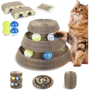 Nobleza - 2 Pack Magic Arch Bridge Giocattolo Grattatoio Interattivo per Gatti, Tiragraffi per Gatti Interattiva con Palla Giocattolo, Materiale in Cartone Ondulato Riciclabile, 18.9 * 5.6 * 7.2CM