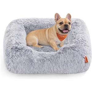 Feandrea Cuccia per Cani, Divano per Cani Medio, 71 x 55 x 18 cm, Cuscino per Animali, Imbottitura Morbida Bordi Rialzati, Sfoderabile e Lavabile, Antiscivolo, Grigio Ombré PGW271G01