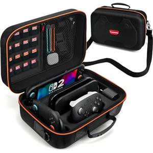 TRANSNOVO Custodia Switch 2 Compatibile con Nintendo Switch 2, Custodia Protettiva Rigida Switch 2 con 16 Slot per Giochi, Custodia da Trasporto Switch 2 Antiurto per Console e Accessori Switch 2
