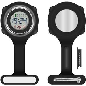 Vicloon Orologio da Infermiere, Orologio per Infermieri in Silicone con Spilla, Infermieri Fob Medical Watch Quandrante Rotondo, Orologi da Tasca per Medici e Paramedico (Nero)