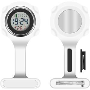 Vicloon Orologio da Infermiere, Orologio per Infermieri in Silicone con Spilla, Infermieri Fob Medical Watch Quandrante Rotondo, Orologi da Tasca per Medici e Paramedico (Bianco)