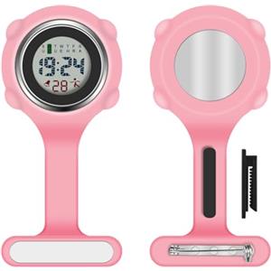 Vicloon Orologio da Infermiere, Orologio per Infermieri in Silicone con Spilla, Infermieri Fob Medical Watch Quandrante Rotondo, Orologi da Tasca per Medici e Paramedico (Rosa)