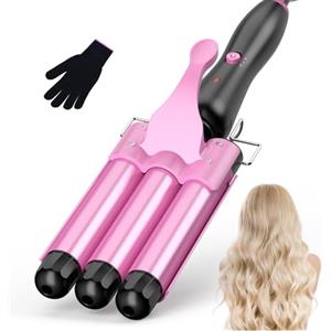 BESTOPE RAY Ferro arricciacapelli da 25 mm, ferro arricciacapelli a 3 barili, piccolo ferro arricciacapelli in ceramica, 2 impostazioni di temperatura (150-210 °C) riscaldamento rapido con guanto resistente al