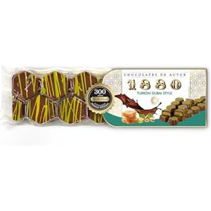 1880 - Turron Chocolaté Gourmet Dubai Style 200 g, Creazione Al Pistacchio Con Kataifi Croccante, Formato 2 Barrette, Qualità Superiore