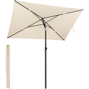 SONGMICS Ombrellone da Patio 232 x 149 cm, Parasole da Esterno, Protezione UPF 50+, Tettuccio Inclinabile, Giardino Terrazza Spiaggia, Borsa per il Trasporto, Base Non Inclusa, Beige GPU043LZ01