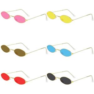 AUYAO 6PZ Occhiali da Sole Retro Ovale, Occhiali Colorati Trasparenti Hippie, per Hippie festa di Carnevale Accessorio, Gadget Matrimonio Feste, Vintage