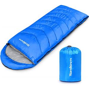 Yordawn Sacco a Pelo 4 Stagioni Invernale Estivo, Sacco a Pelo Compatto da Campeggio Escursionismo Ultraleggero con un Sacco a Compressione, Impermeabile Sacchi a Pelo per Adulti e Bambini, Blu