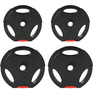 SPORTNOW Set di 4 Dischi Pesi 2x5 kg e 2x2.5 kg con Foro da 2.5 cm, Pesi per Bilancieri con 3 Impugnature per Allenamento a Casa e Palestra, in Polipropilene e Sabbia, Nero