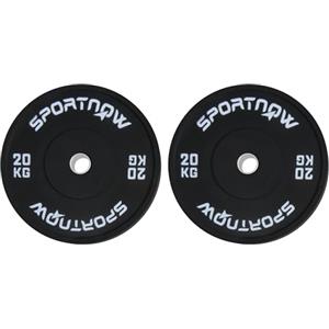 SPORTNOW Set di 2 Dischi Palestra da 20 kg, Dischi per Bilanciere e Manubri con Attacco Ø5 cm per Allenamento a Casa e Palestra, Nero