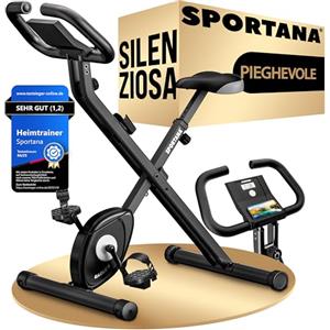 SPORTANA® Cyclette per Casa EAGLE 2 con Display LCD, 2in1 Cyclette Pieghevole Salvaspazio, Home Trainer con 16 Livelli di Resistenza, Ideale per Fitness Domestico